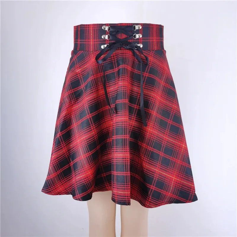 'Turn the page' Black/Red Goth Alt Flared Skirt