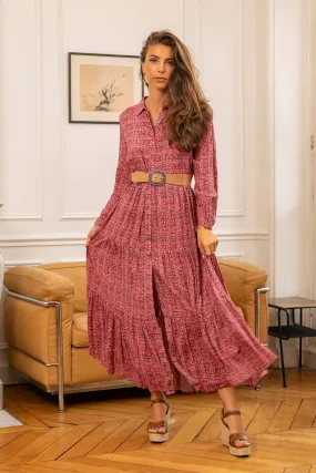 TWEED PRINT FLOWY DRESS