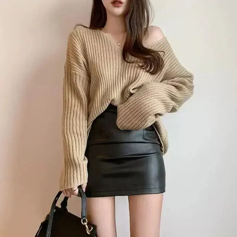 Uniwim Black Mini Sexy Skirt Sexy High Waist Package Hip Pencil Skirt Women Korean Fashion Pu Faux Leather Split Zipper Short Skirts