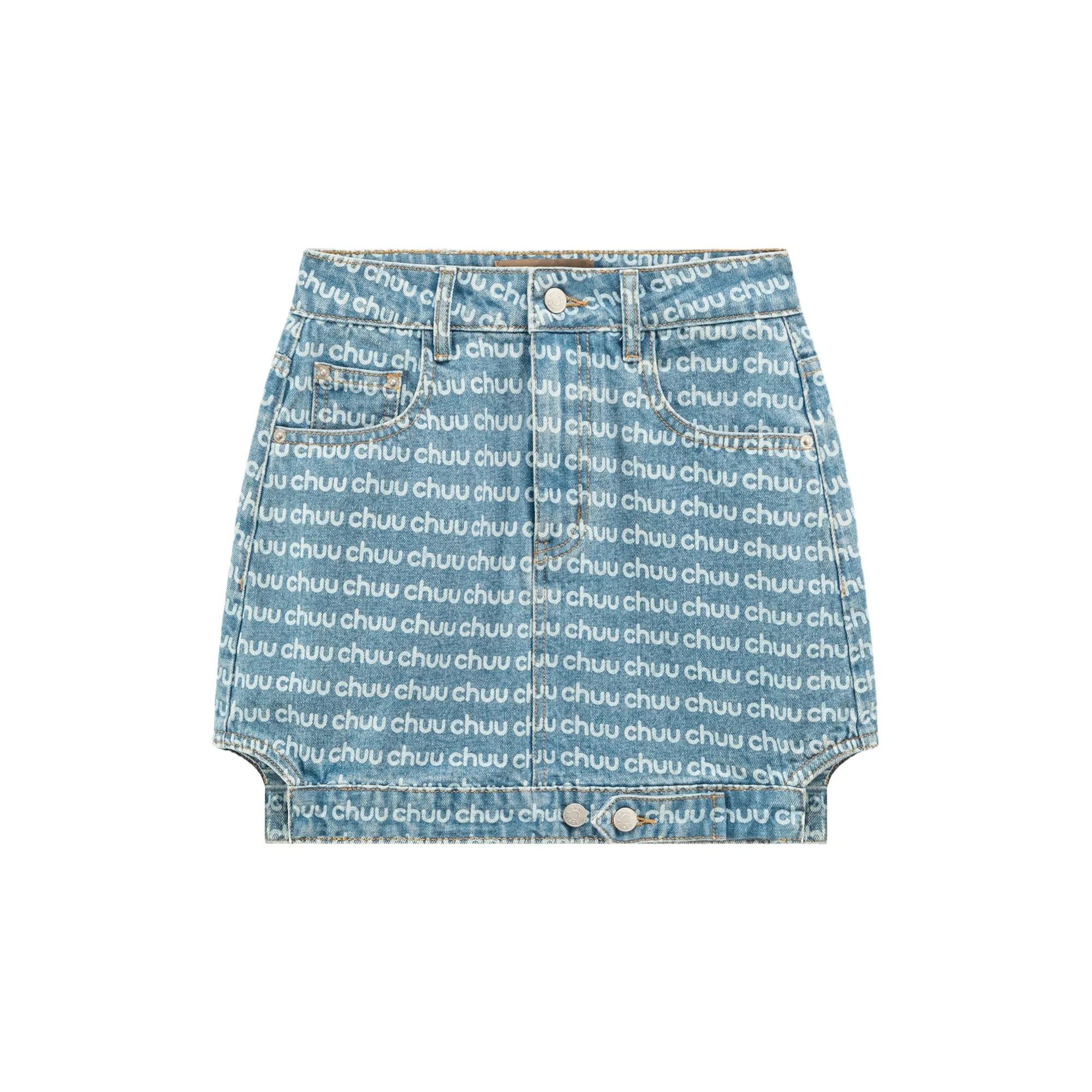 Upside Down Denim A-Line Mini Skirt