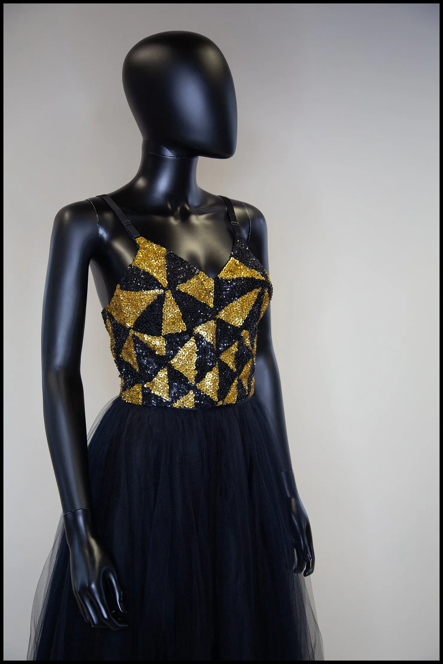 Vintage 1980s Black and Gold Sequin Bustier