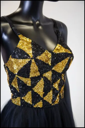 Vintage 1980s Black and Gold Sequin Bustier