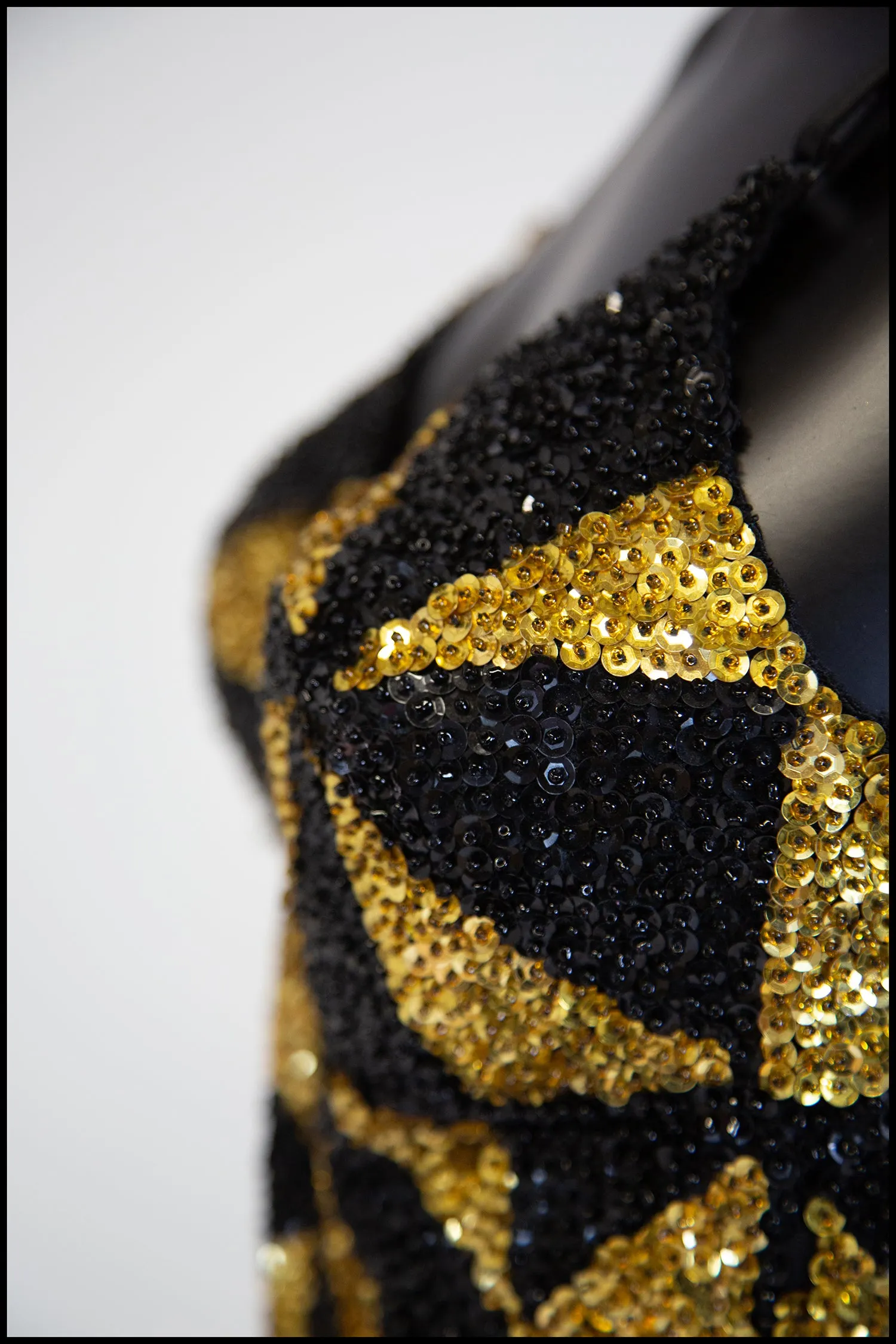 Vintage 1980s Black and Gold Sequin Bustier