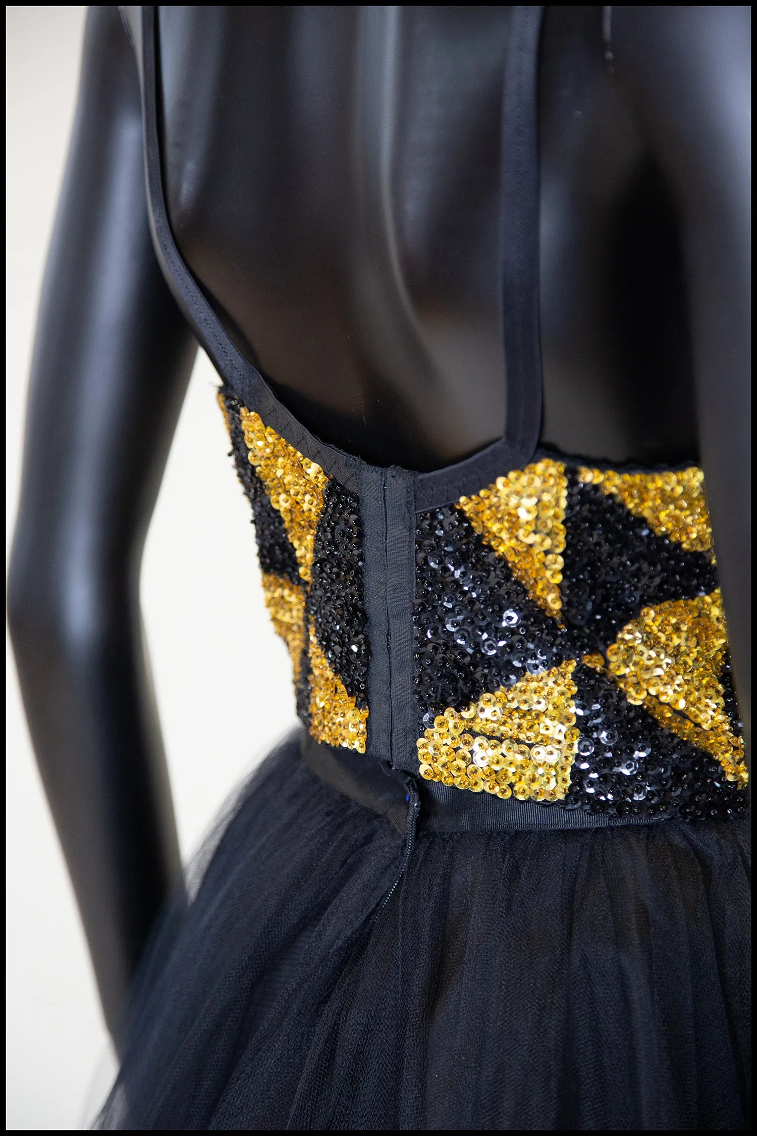 Vintage 1980s Black and Gold Sequin Bustier