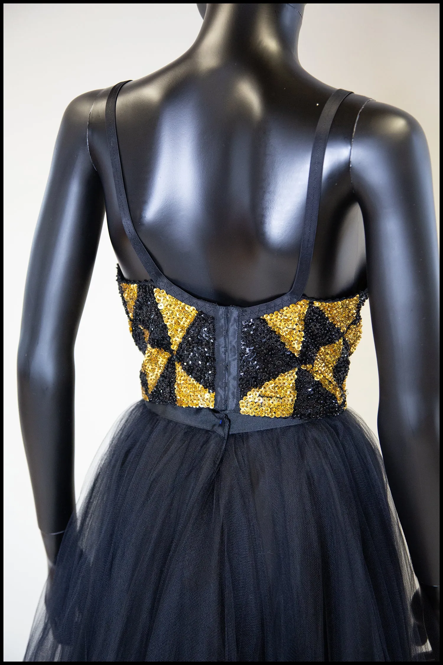 Vintage 1980s Black and Gold Sequin Bustier