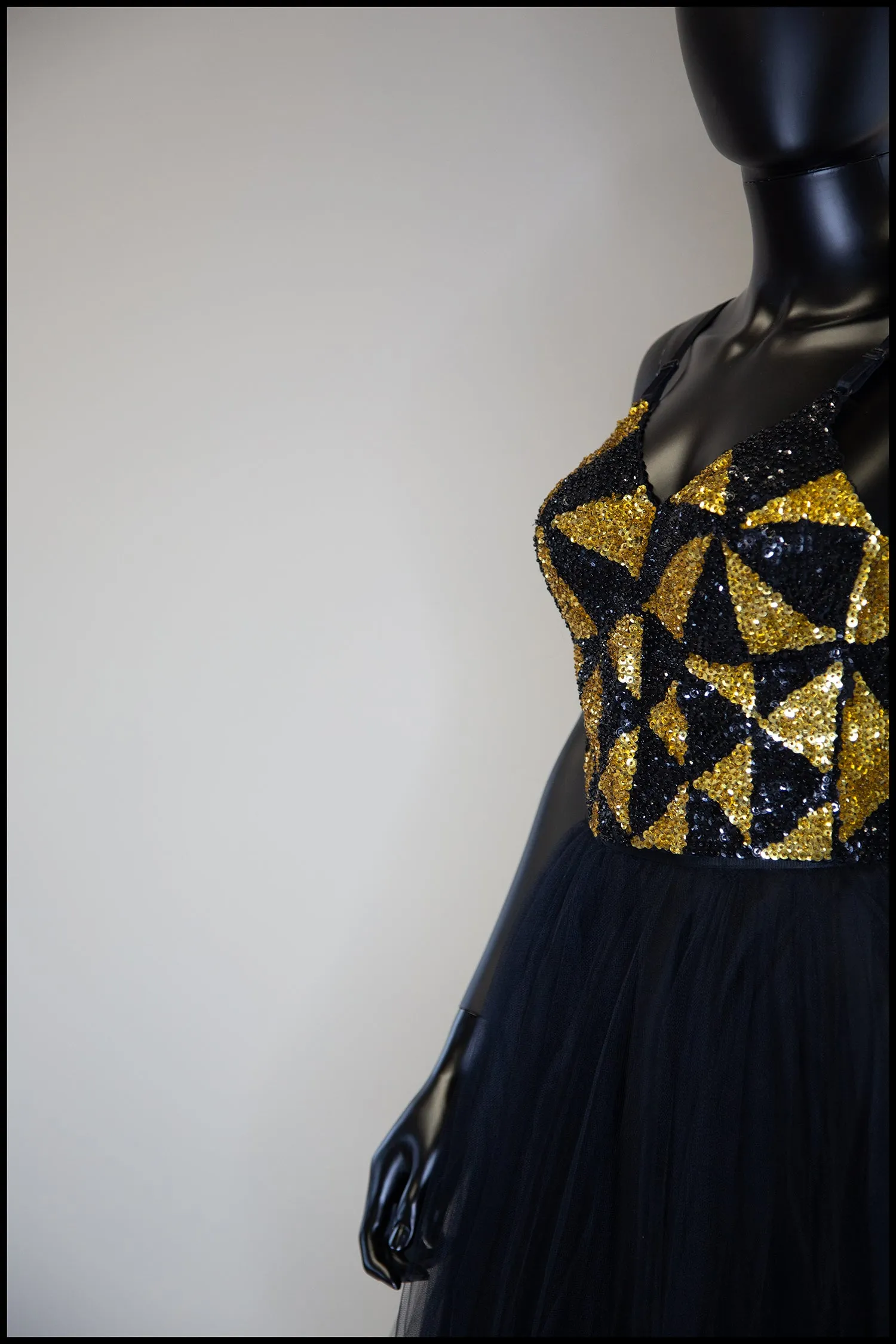 Vintage 1980s Black and Gold Sequin Bustier