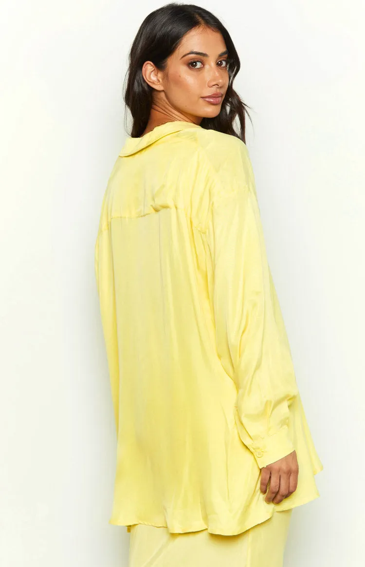 Zariah Yellow Cupro Button Up Shirt