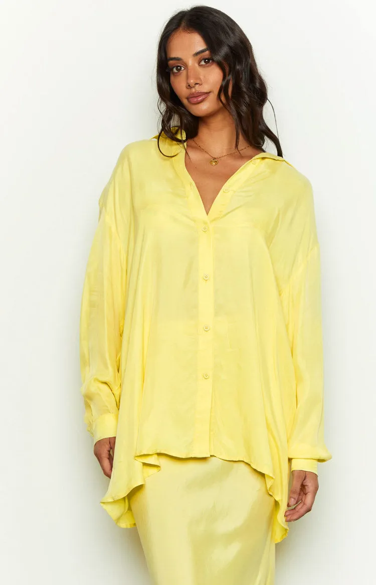 Zariah Yellow Cupro Button Up Shirt