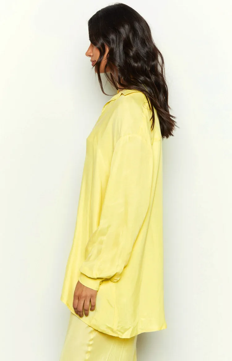 Zariah Yellow Cupro Button Up Shirt